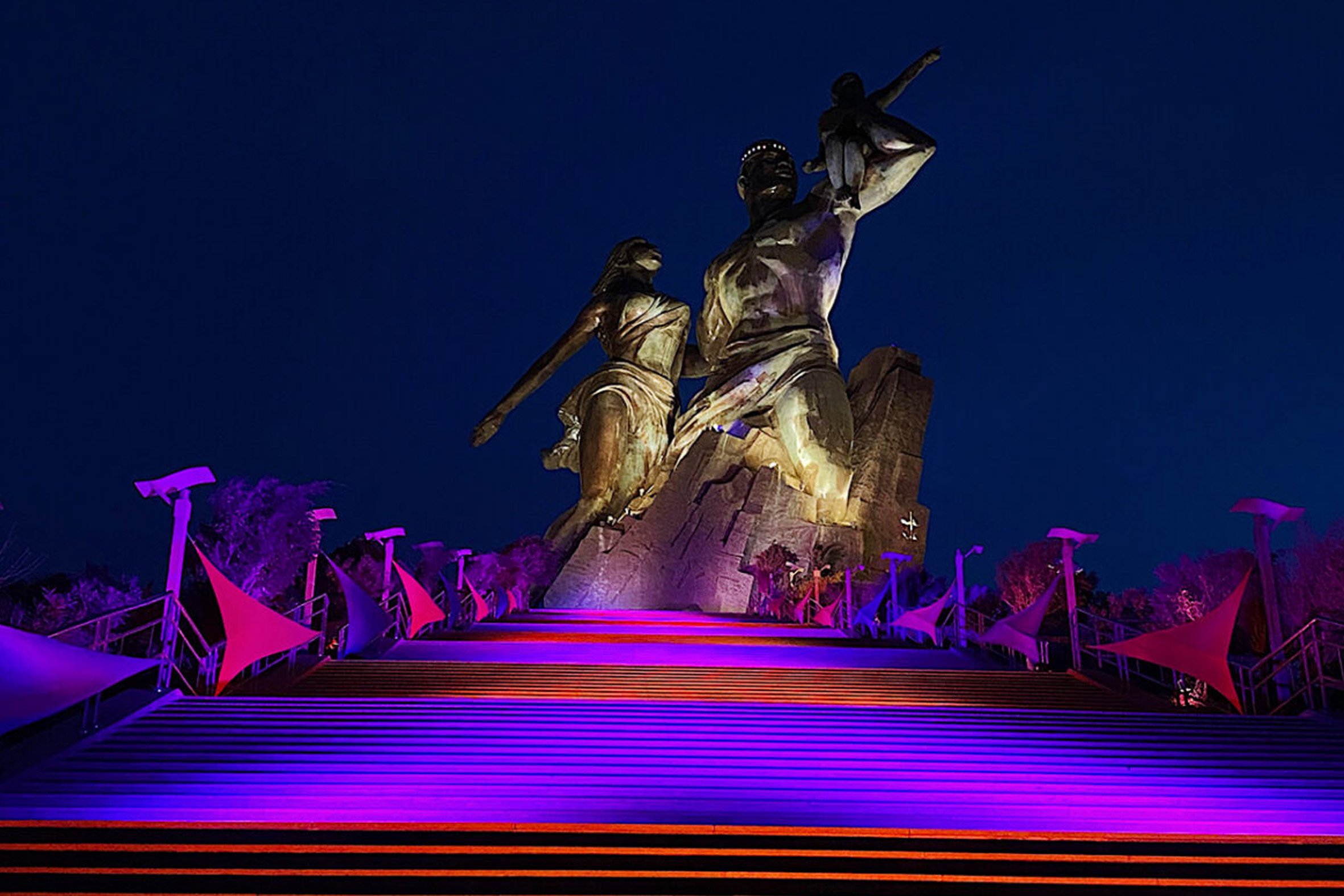 African Renaissance Monument outside Dakar, Senegal is lit up in honour of World NTD Day. 30 Junuary