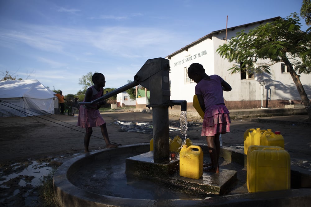 Girls getting water from a water point